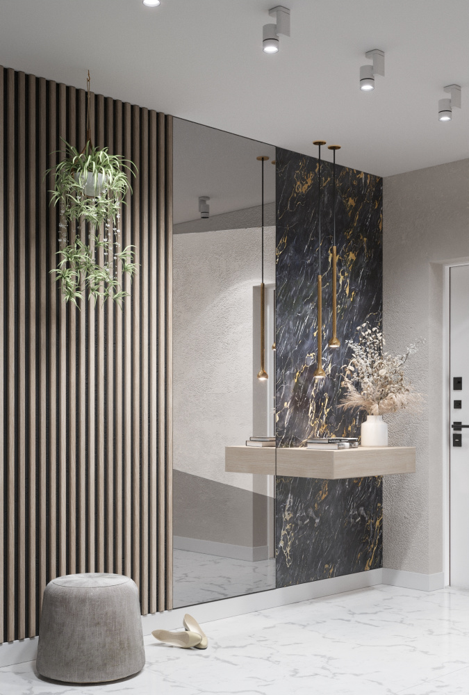 Зеркальная стеновая панель «Графит» — фото 1