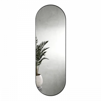 Овальное зеркало в чёрной металлической раме «Прометей» L 180 см